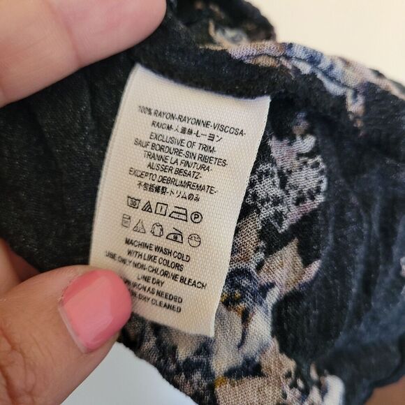 Free People Tree Swing Dress Tunic Size Large Black Flowy Boho Oversize NWT - Picture 3 of 7